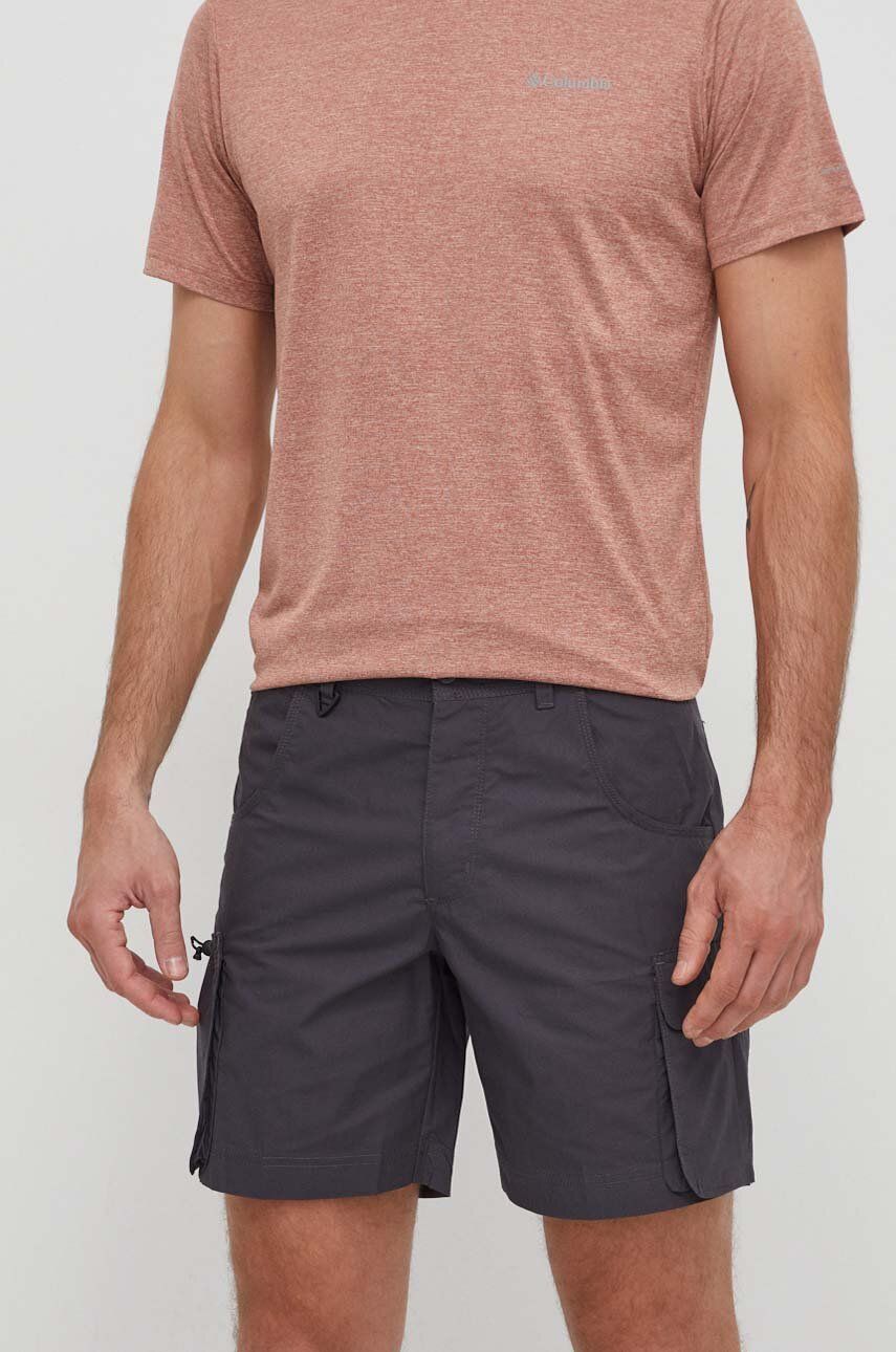 Columbia pantaloni scurți Landroamer bărbați, culoarea gri 2076031 Columbia pantaloni scurți Landroamer bărbați, culoarea gri 2076031