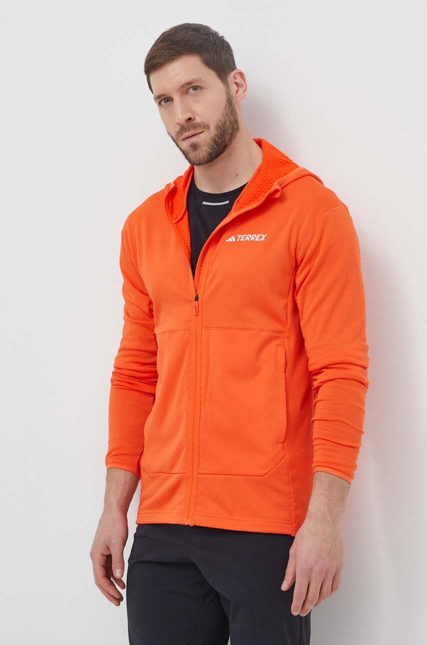 adidas TERREX hanorac Xperior culoarea portocaliu, cu glugă, neted, IQ3720 adidas TERREX hanorac Xperior culoarea portocaliu, cu glugă, neted, IQ3720