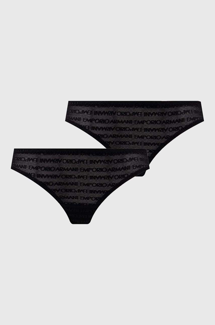 Emporio Armani Underwear tanga 2-pack culoarea negru, transparent Emporio Armani Underwear tanga 2-pack culoarea negru, transparent