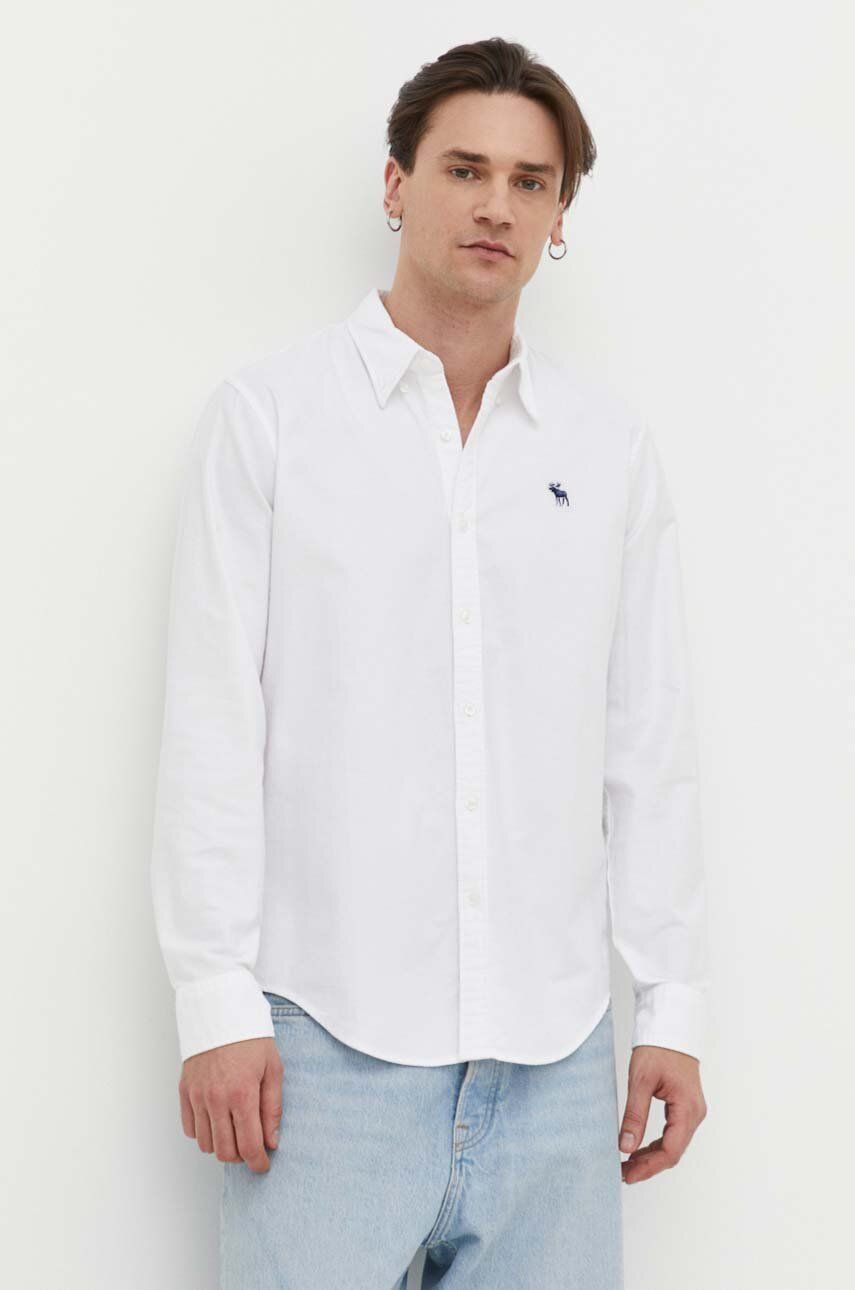 Abercrombie & Fitch camasa barbati, culoarea alb, cu guler button-down, regular Abercrombie & Fitch camasa barbati, culoarea alb, cu guler button-down, regular