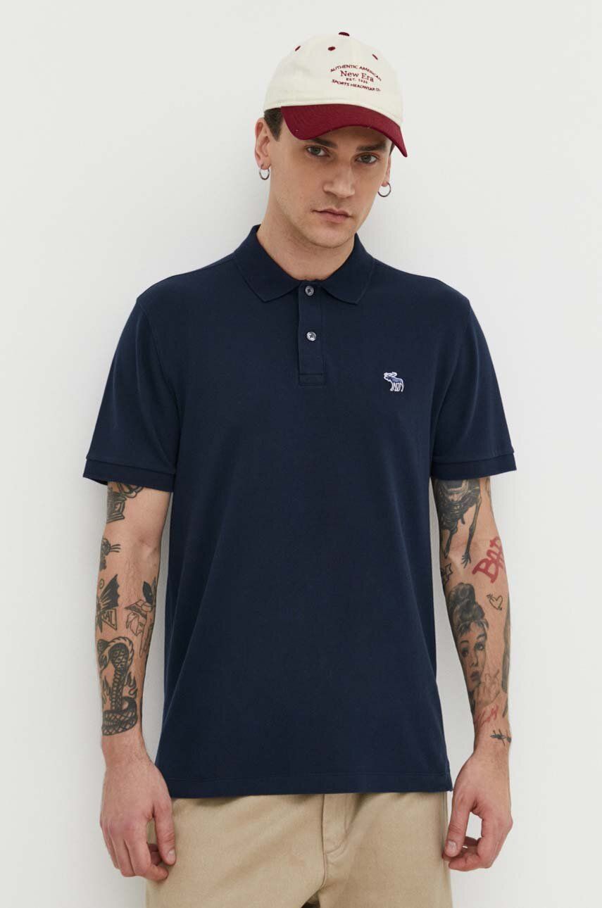 Abercrombie & Fitch tricou polo barbati, culoarea albastru marin, neted Abercrombie & Fitch tricou polo barbati, culoarea albastru marin, neted
