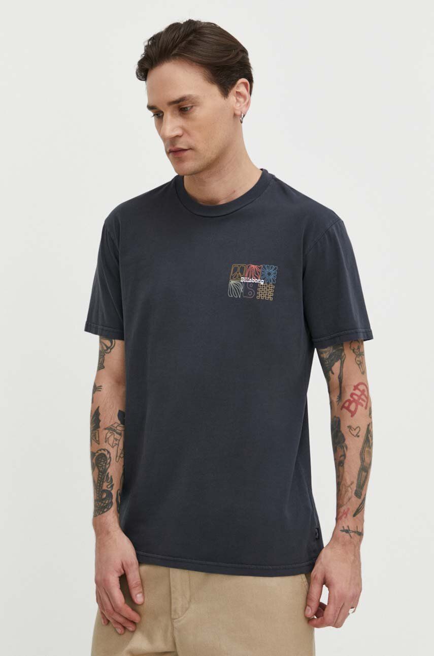 Billabong tricou din bumbac barbati, culoarea gri, cu imprimeu Billabong tricou din bumbac barbati, culoarea gri, cu imprimeu