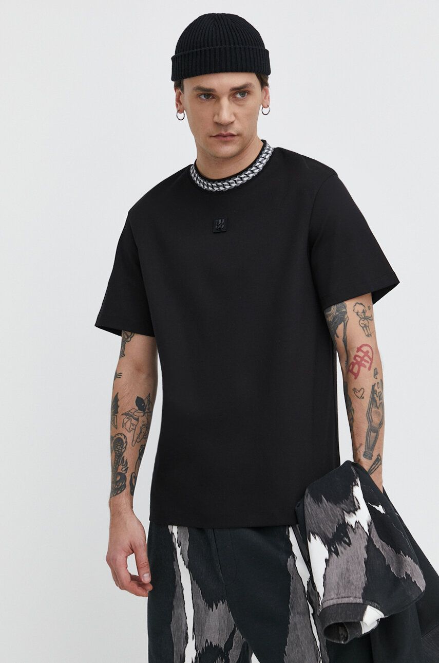 HUGO tricou din bumbac bărbați, culoarea negru, cu imprimeu 50510035 HUGO tricou din bumbac bărbați, culoarea negru, cu imprimeu 50510035