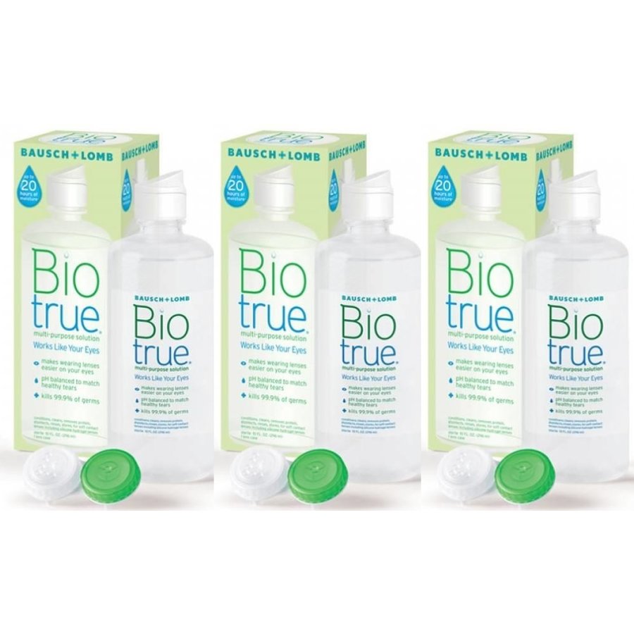 Solutie intretinere lentile de contact Biotrue 3 x 300 ml + suport lentile cadou Solutie intretinere lentile de contact Biotrue 3 x 300 ml + suport lentile cadou