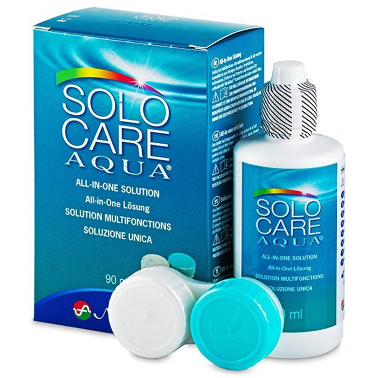 Solutie intretinere lentile de contact Solo-Care Aqua 90 ml + suport lentile cadou Solutie intretinere lentile de contact Solo-Care Aqua 90 ml + suport lentile cadou