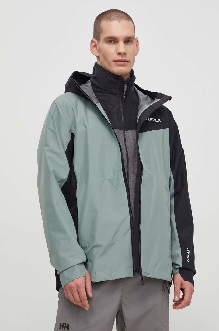 adidas TERREX geaca de ploaie Multi 2.5 L RAIN.RDY barbati, culoarea verde, IN4770 adidas TERREX geaca de ploaie Multi 2.5 L RAIN.RDY barbati, culoarea verde, IN4770