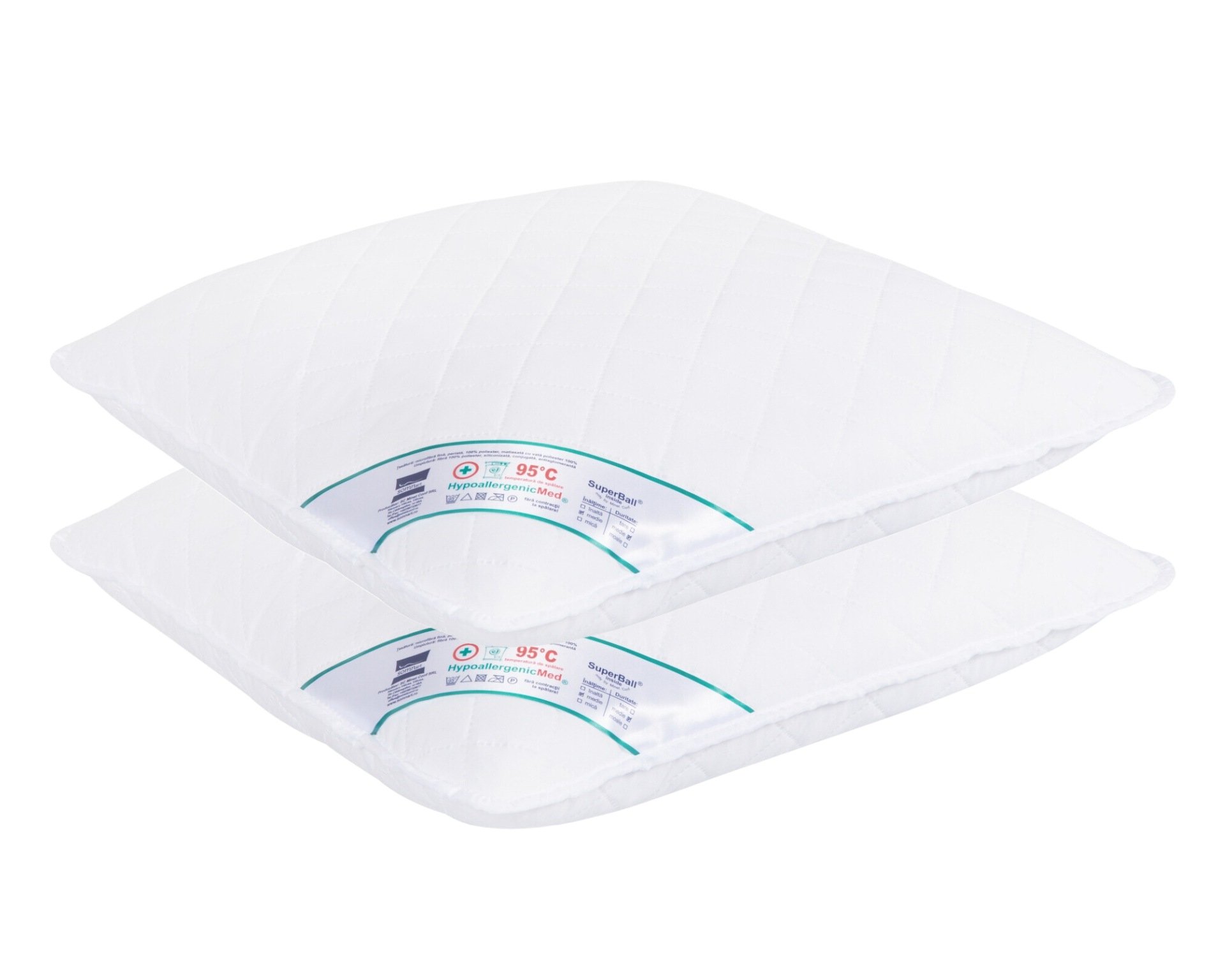 Set 2 Perne Medicinale Hipoalergenice Somnart 70x70cm, HypoallergenicMed, matlasate, lavabile la 95 de grade, fermitate medie spre tare Set 2 Perne Medicinale Hipoalergenice Somnart 70x70cm, HypoallergenicMed, matlasate, lavabile la 95 de grade, fermitate medie spre tare