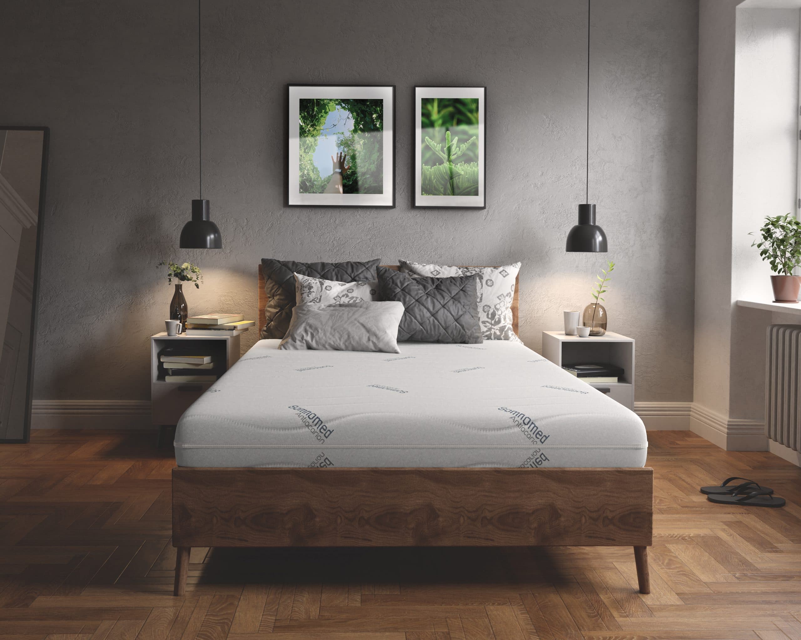 Saltea cu spumă poliuretanică Somnomed Antiacaria 160x200, înălțime 20 cm, pentru alergici, husă detașabilă și lavabilă cu tratament antiacarian, fermitate medie Saltea cu spumă poliuretanică Somnomed Antiacaria 160x200, înălțime 20 cm, pentru alergici, husă detașabilă și lavabilă cu tratament antiacarian, fermitate medie