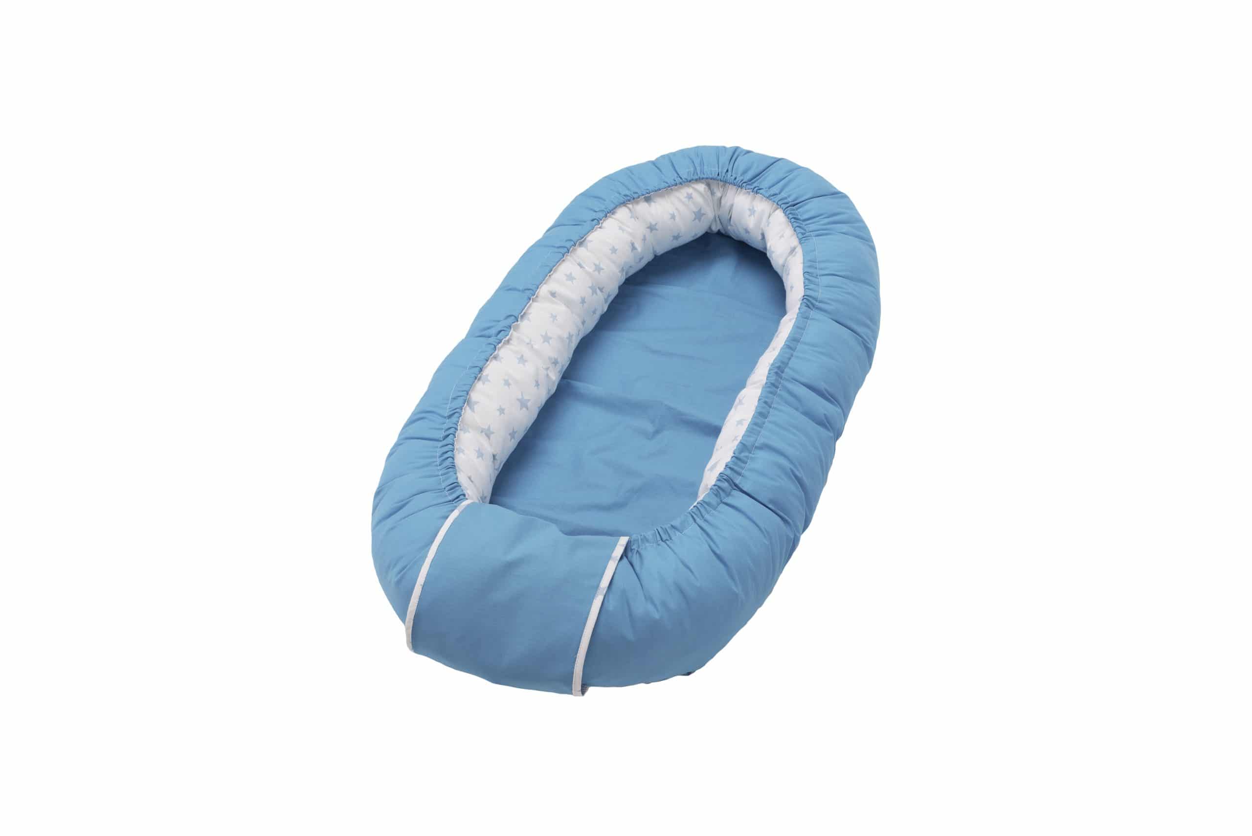 Cuib bebelusi pozitionator SomnArt baby nest, 94x60cm, albastru Cuib bebelusi pozitionator SomnArt baby nest, 94x60cm, albastru