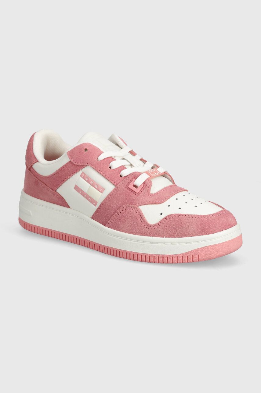 Tommy Jeans sneakers TJW RETRO BASKET WASHED SUEDE culoarea roz, EN0EN02486 Tommy Jeans sneakers TJW RETRO BASKET WASHED SUEDE culoarea roz, EN0EN02486