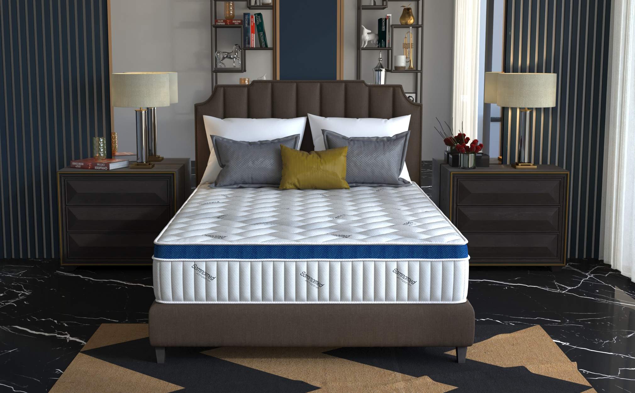 Saltea cu arcuri Somnomed Complete Care 4Family 90x200, înălțime 26 cm, spumă cu memorie, husa tratament antifungic, fermitate mediu-tare, sistem aerisire 3D Saltea cu arcuri Somnomed Complete Care 4Family 90x200, înălțime 26 cm, spumă cu memorie, husa tratament antifungic, fermitate mediu-tare, sistem aerisire 3D