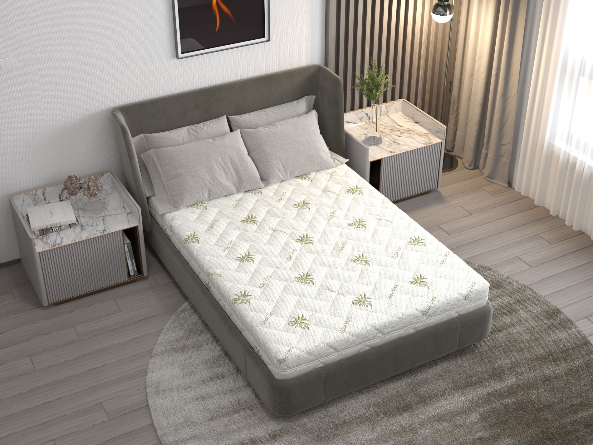 Saltea cu spumă poliuretanică Somnart FermiMax Aloe Vera 140x200, înălțime 15 cm, anatomică, husă lavabilă și detașabilă cu fermoar, fermitate ridicată Saltea cu spumă poliuretanică Somnart FermiMax Aloe Vera 140x200, înălțime 15 cm, anatomică, husă lavabilă și detașabilă cu fermoar, fermitate ridicată