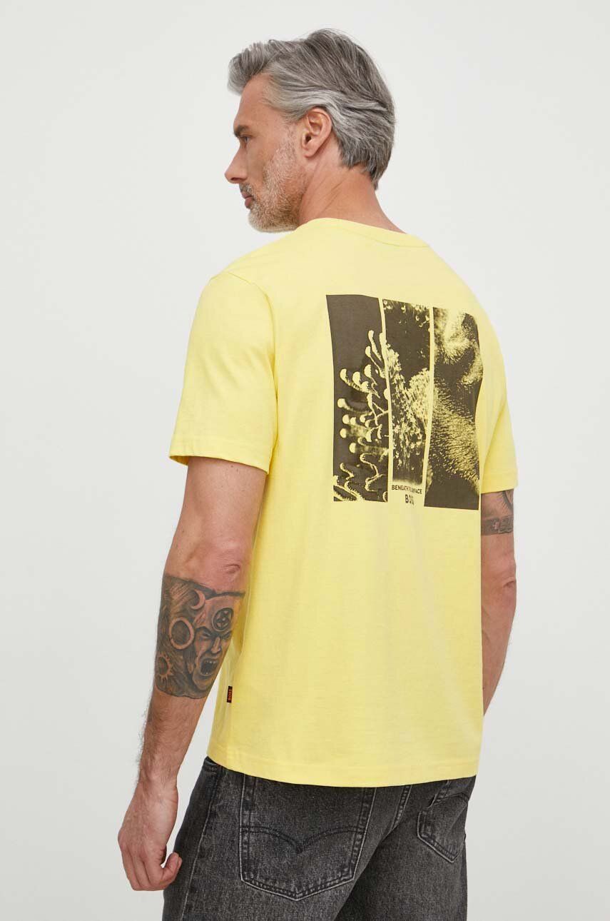 BOSS Orange tricou din bumbac bărbați, culoarea galben, cu imprimeu 50515357 BOSS Orange tricou din bumbac bărbați, culoarea galben, cu imprimeu 50515357