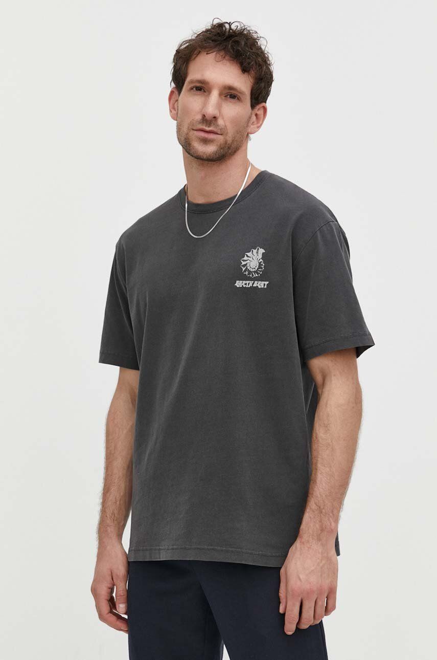 Samsoe Samsoe tricou din bumbac barbati, culoarea gri, cu imprimeu Samsoe Samsoe tricou din bumbac barbati, culoarea gri, cu imprimeu