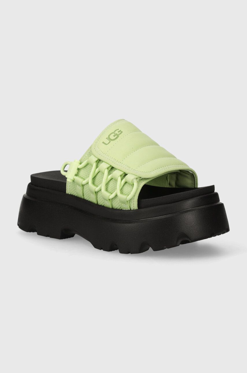UGG papuci Callie femei, culoarea verde, cu platforma, 1152697 UGG papuci Callie femei, culoarea verde, cu platforma, 1152697
