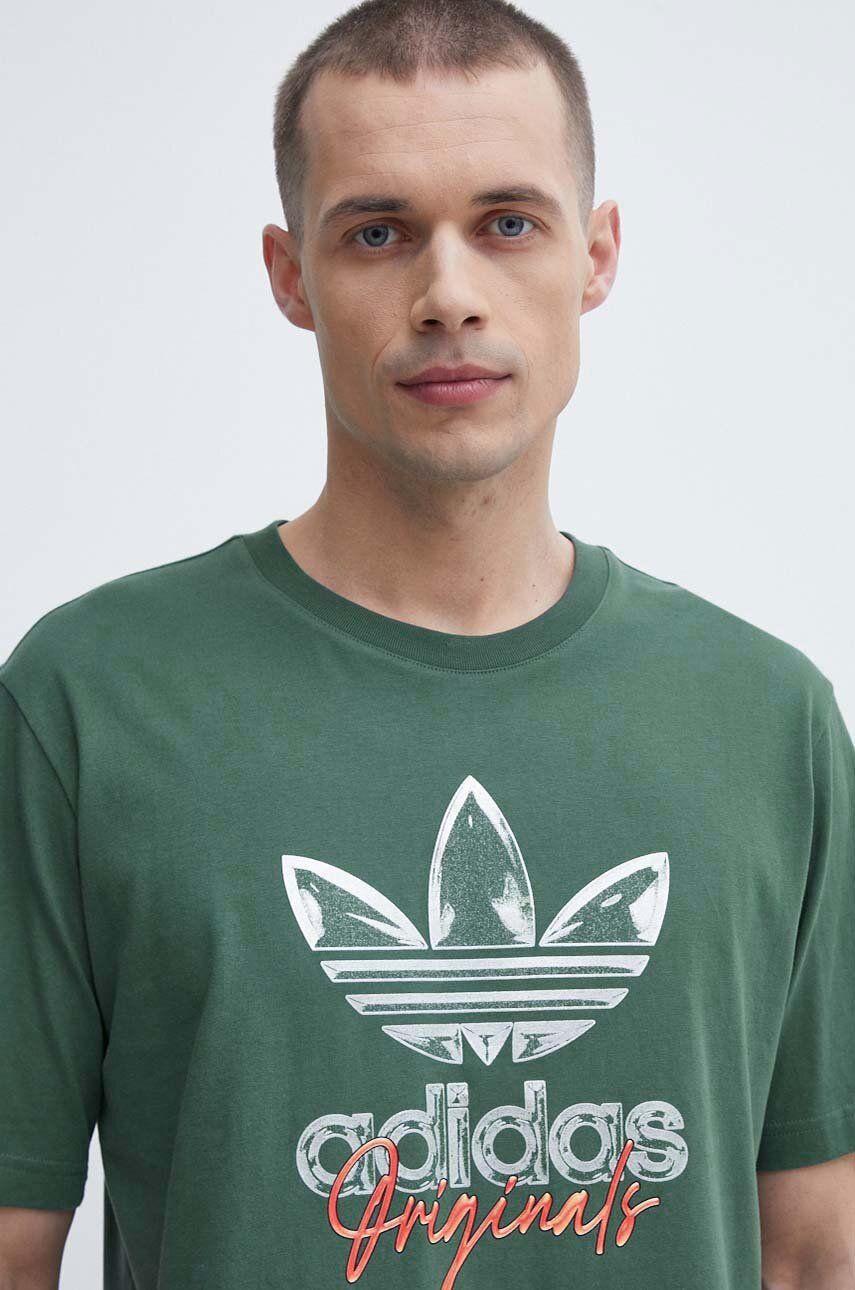 adidas Originals tricou din bumbac barbati, culoarea verde, cu imprimeu, IS0228 adidas Originals tricou din bumbac barbati, culoarea verde, cu imprimeu, IS0228