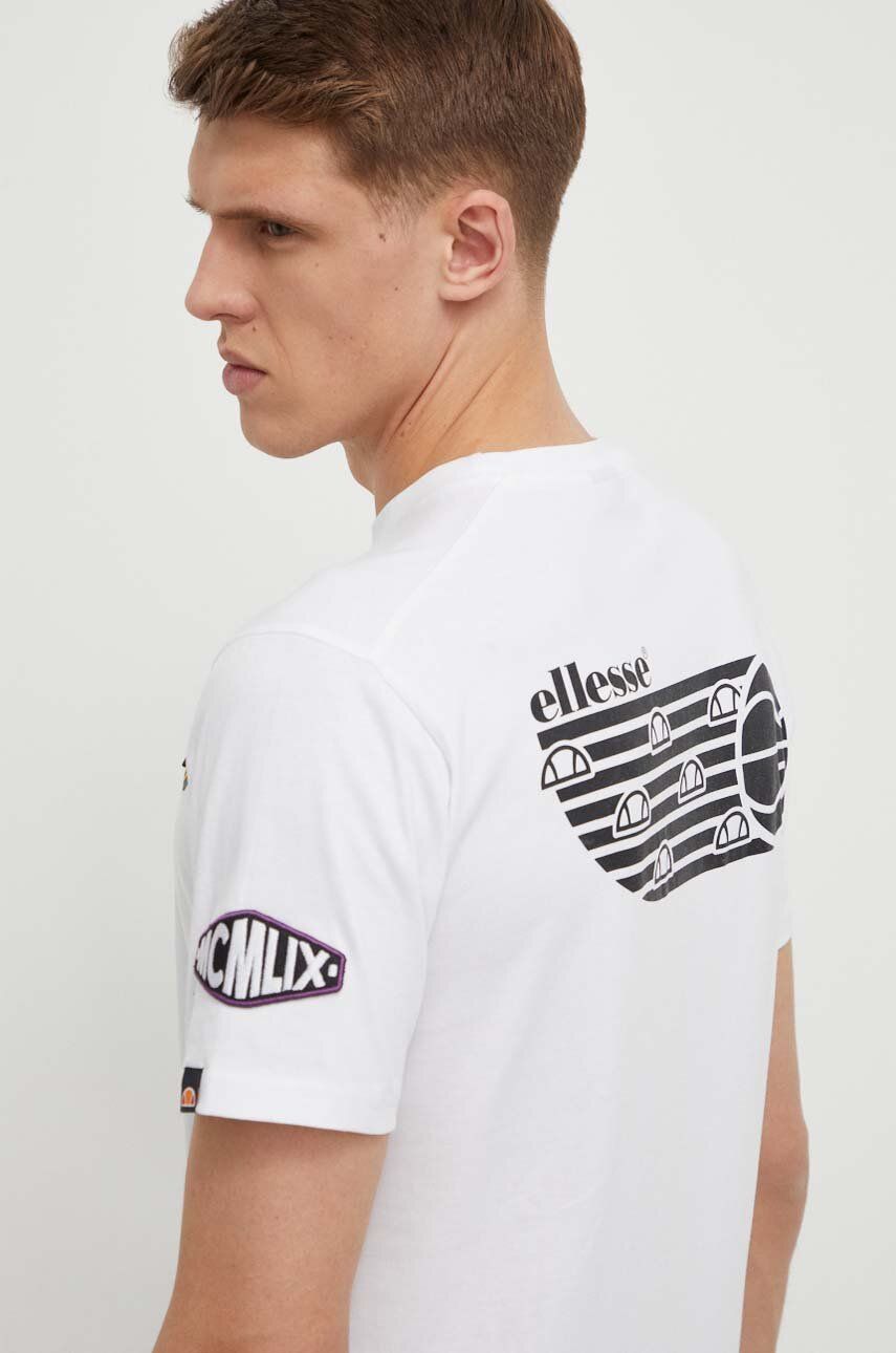 Ellesse tricou din bumbac Boretto T-Shirt barbati, culoarea alb, cu imprimeu, SHV20120 Ellesse tricou din bumbac Boretto T-Shirt barbati, culoarea alb, cu imprimeu, SHV20120