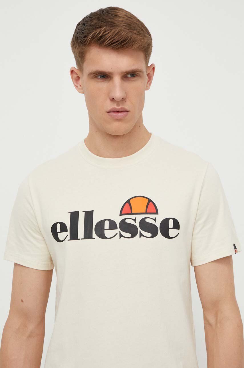 Ellesse tricou din bumbac SL Prado Tee barbati, culoarea bej, cu imprimeu, SHV07405 Ellesse tricou din bumbac SL Prado Tee barbati, culoarea bej, cu imprimeu, SHV07405