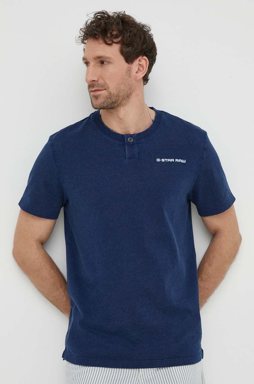 G-Star Raw tricou din bumbac barbati, culoarea albastru marin, cu imprimeu G-Star Raw tricou din bumbac barbati, culoarea albastru marin, cu imprimeu