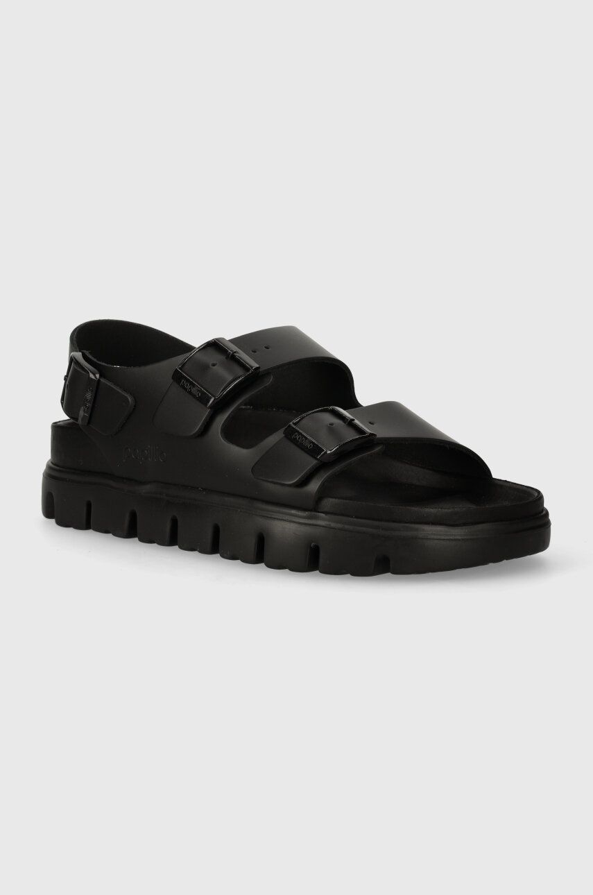 Birkenstock sandale de piele BIRKENSTOCK X PAPILLIO Arizona Chunky Exq femei, culoarea negru, 1024608 Birkenstock sandale de piele BIRKENSTOCK X PAPILLIO Arizona Chunky Exq femei, culoarea negru, 1024608