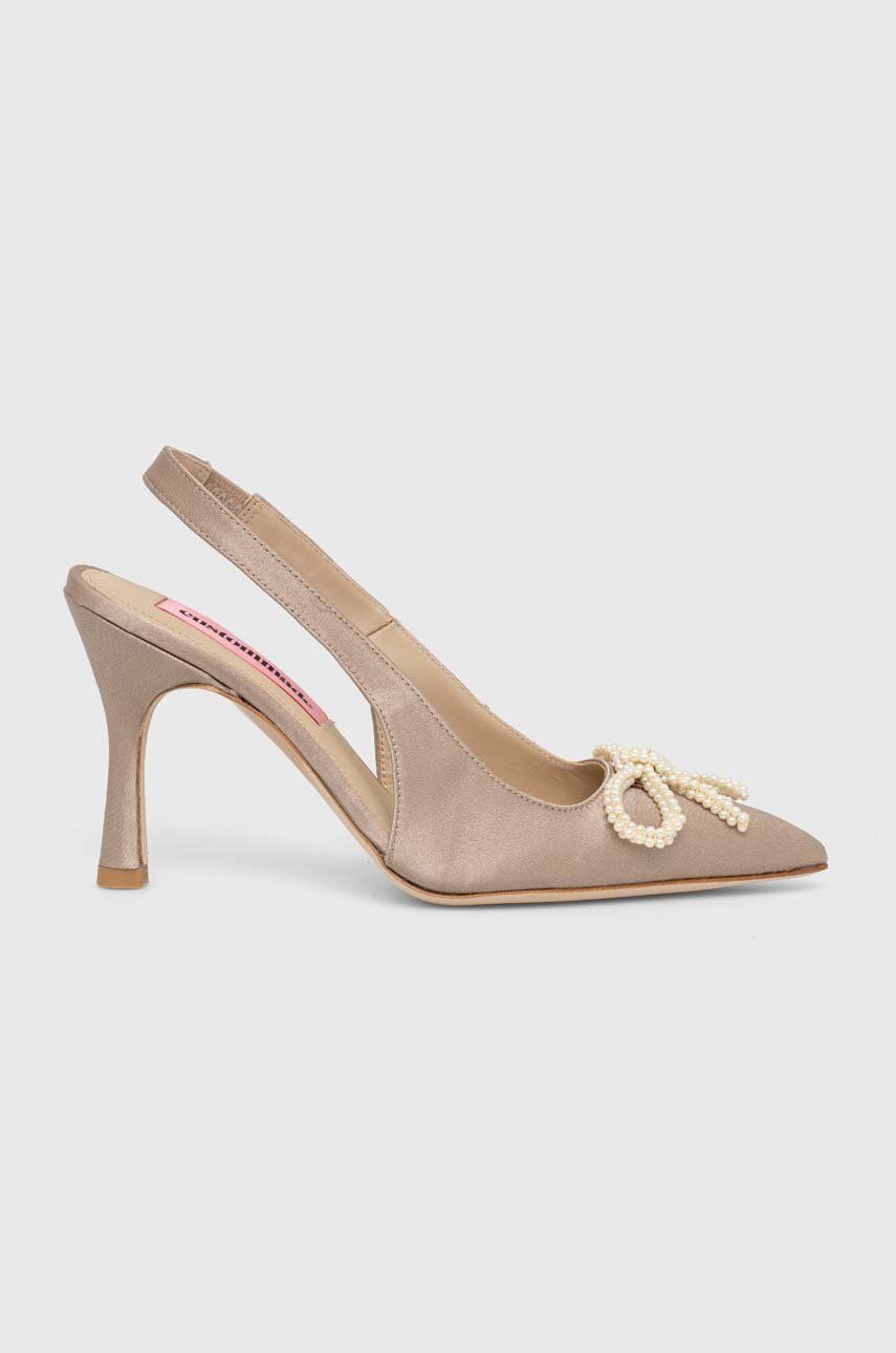 Custommade pantofi cu toc Ayanna Satin Pearl culoarea maro, 000402096 Custommade pantofi cu toc Ayanna Satin Pearl culoarea maro, 000402096