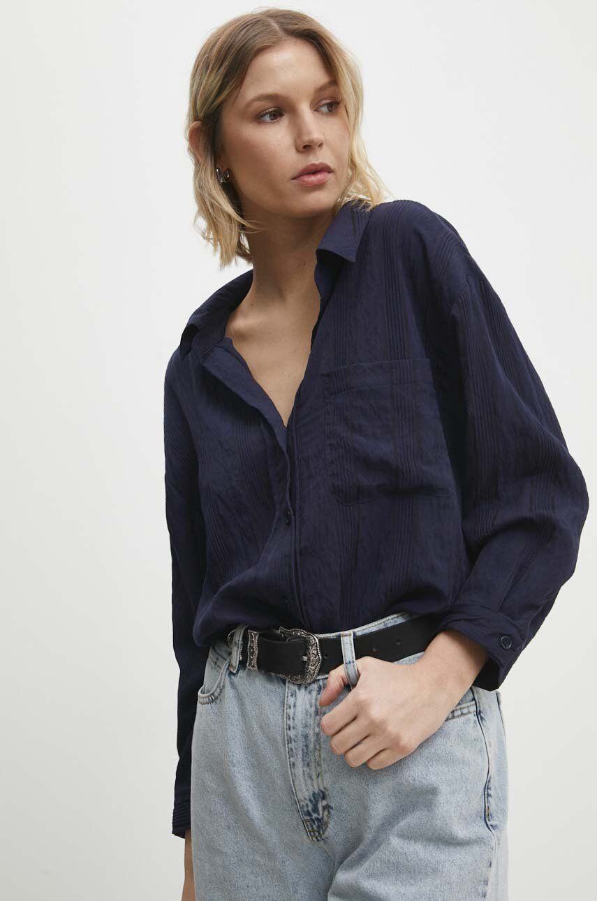 Answear Lab camasa femei, culoarea albastru marin, cu guler clasic, relaxed Answear Lab camasa femei, culoarea albastru marin, cu guler clasic, relaxed