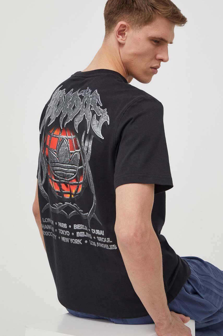 adidas Originals tricou din bumbac barbati, culoarea negru, cu imprimeu, IS0204 adidas Originals tricou din bumbac barbati, culoarea negru, cu imprimeu, IS0204