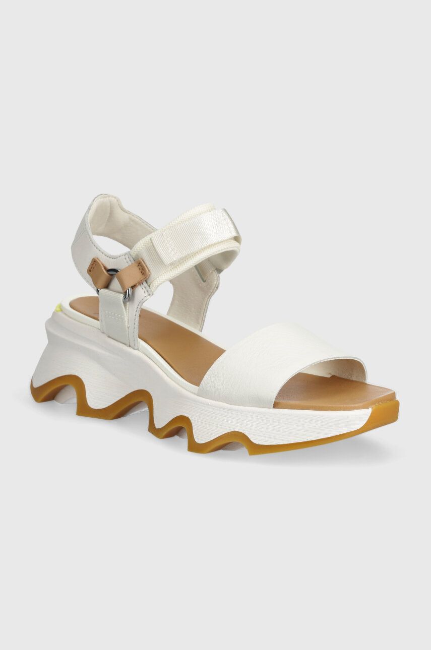 Sorel sandale de piele KINETIC IMPACT Y-STRAP H femei, culoarea alb, cu platforma, 2030461125 Sorel sandale de piele KINETIC IMPACT Y-STRAP H femei, culoarea alb, cu platforma, 2030461125