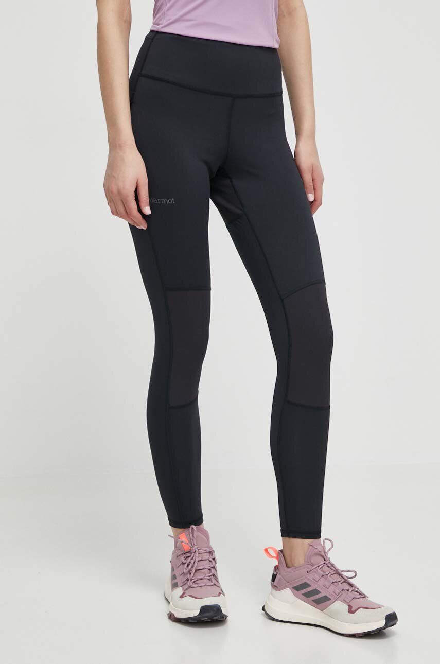 Marmot leggins sport Rock Haven Hybrid femei, culoarea negru, neted Marmot leggins sport Rock Haven Hybrid femei, culoarea negru, neted