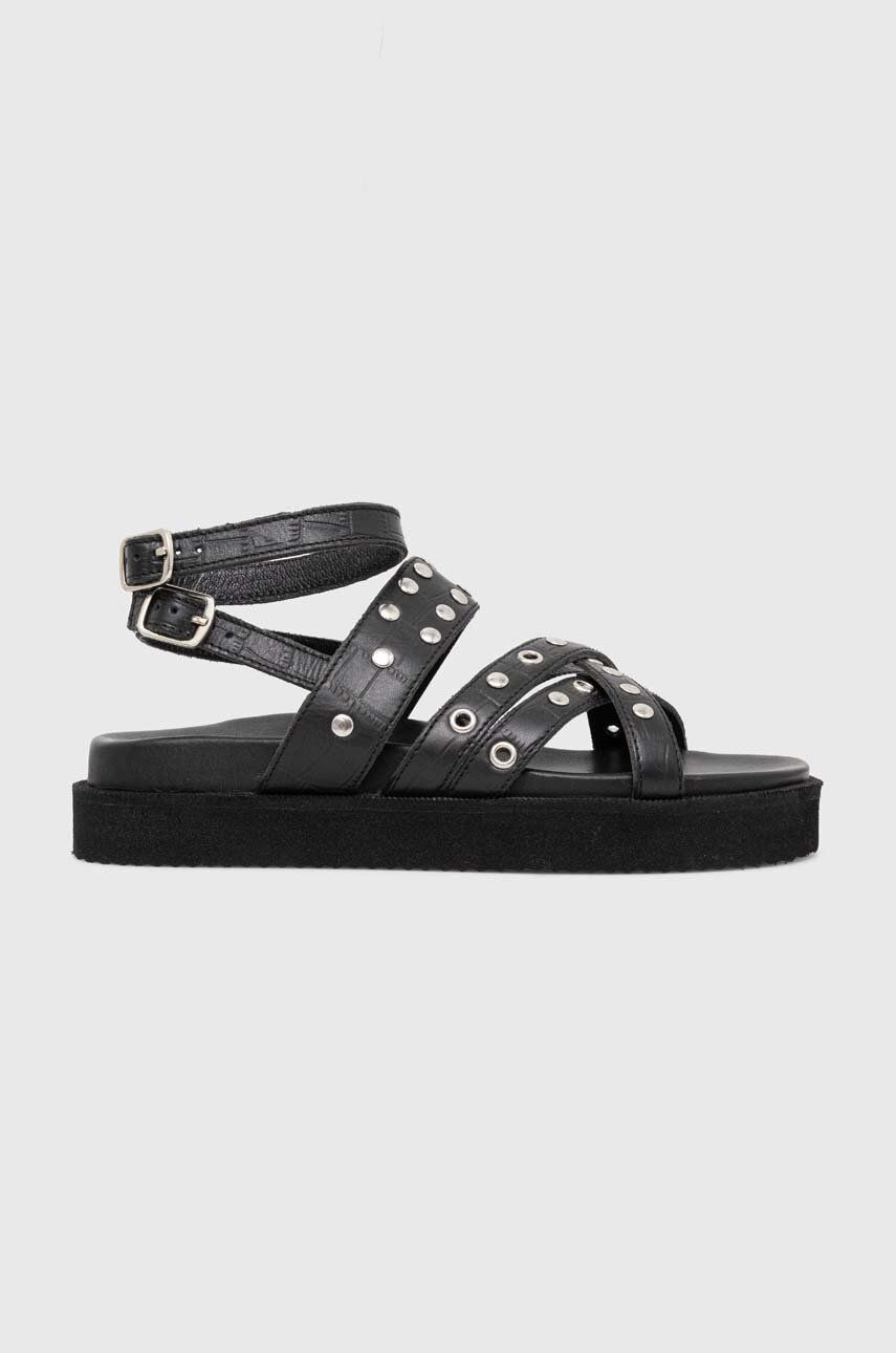 Answear Lab sandale de piele femei, culoarea negru, cu platforma Answear Lab sandale de piele femei, culoarea negru, cu platforma