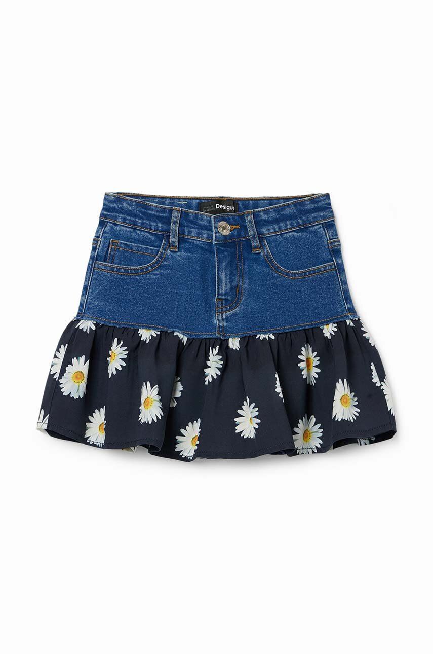 Desigual fusta denim pentru copii culoarea albastru marin, mini, evazati Desigual fusta denim pentru copii culoarea albastru marin, mini, evazati