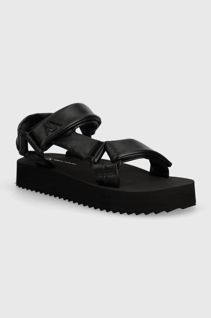 Armani Exchange sandale femei, culoarea negru, cu platforma, XDP044 XV841 00002 Armani Exchange sandale femei, culoarea negru, cu platforma, XDP044 XV841 00002