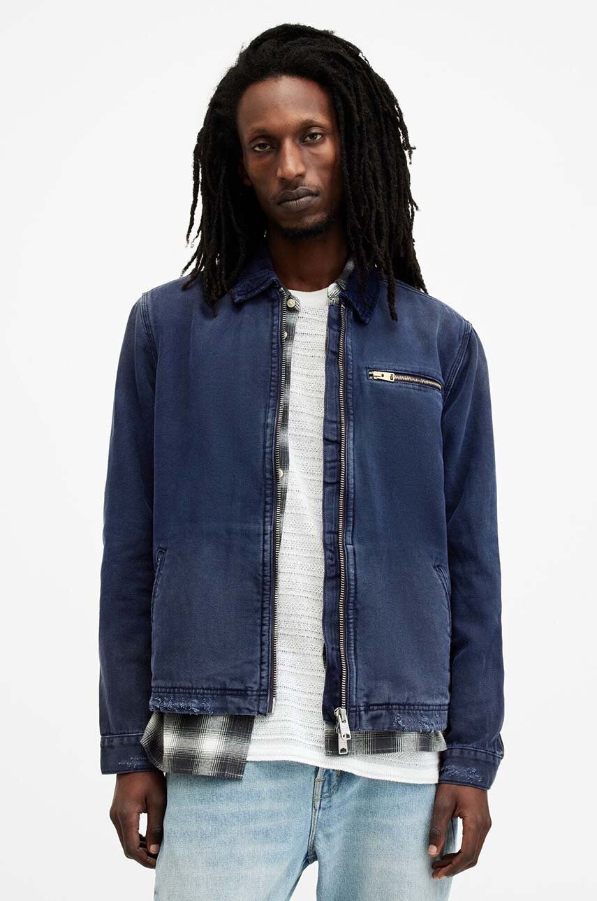 AllSaints jacheta de bumbac ROTHWELL JACKET culoarea albastru marin, de tranzitie, MA506Z AllSaints jacheta de bumbac ROTHWELL JACKET culoarea albastru marin, de tranzitie, MA506Z