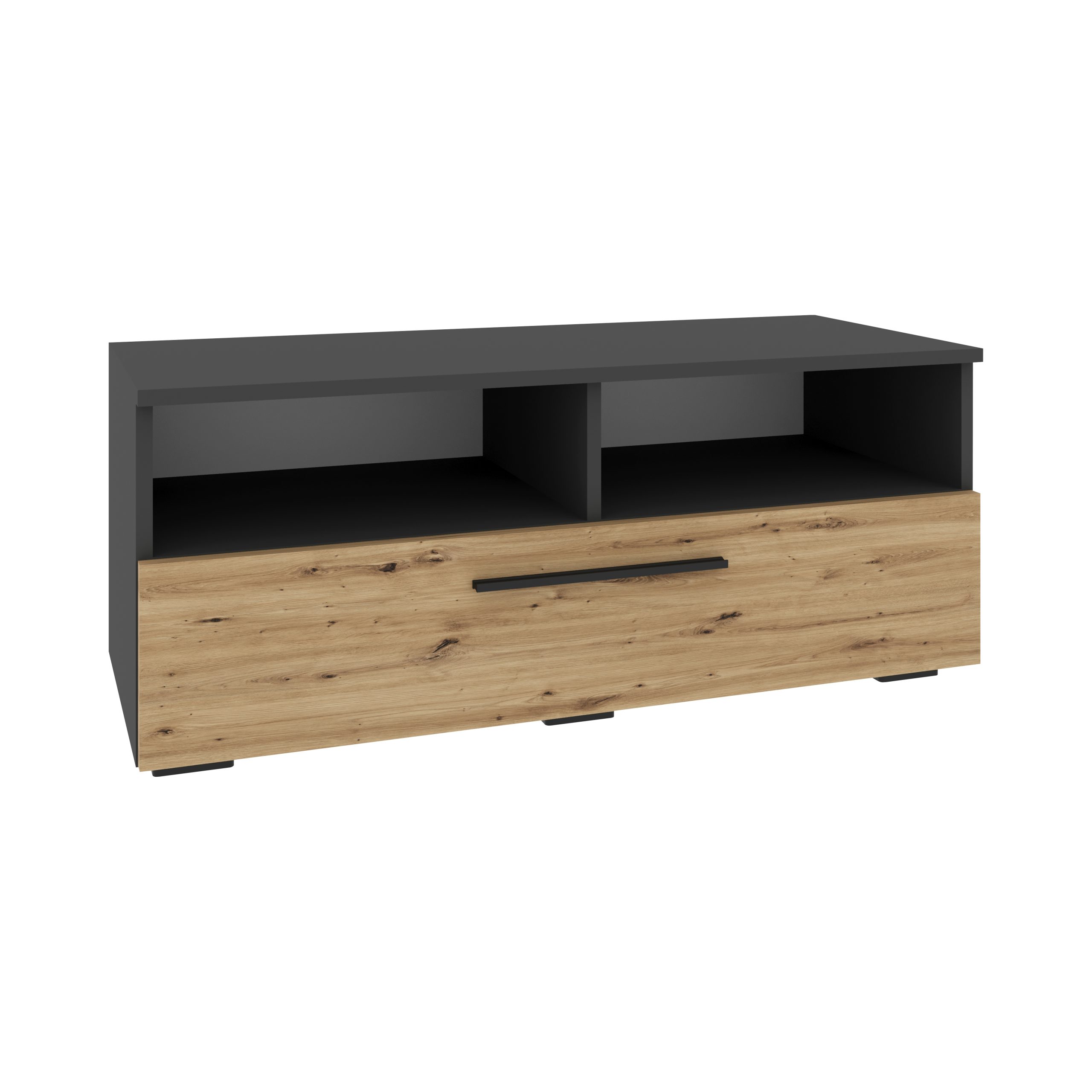 Comoda Kos, O Usa, 2 Polite, Antracit/Stejar Artisan, 95 x 40 x 39 cm Comoda Kos, O Usa, 2 Polite, Antracit/Stejar Artisan, 95 x 40 x 39 cm