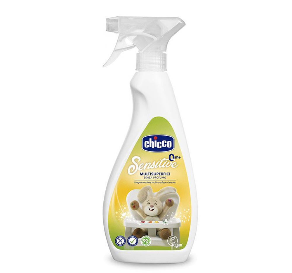 Solutie vegana Chicco de curatare antibacteriana, cu pulverizator, multiple suprafete, 500ml, 0luni+ Solutie vegana Chicco de curatare antibacteriana, cu pulverizator, multiple suprafete, 500ml, 0luni+