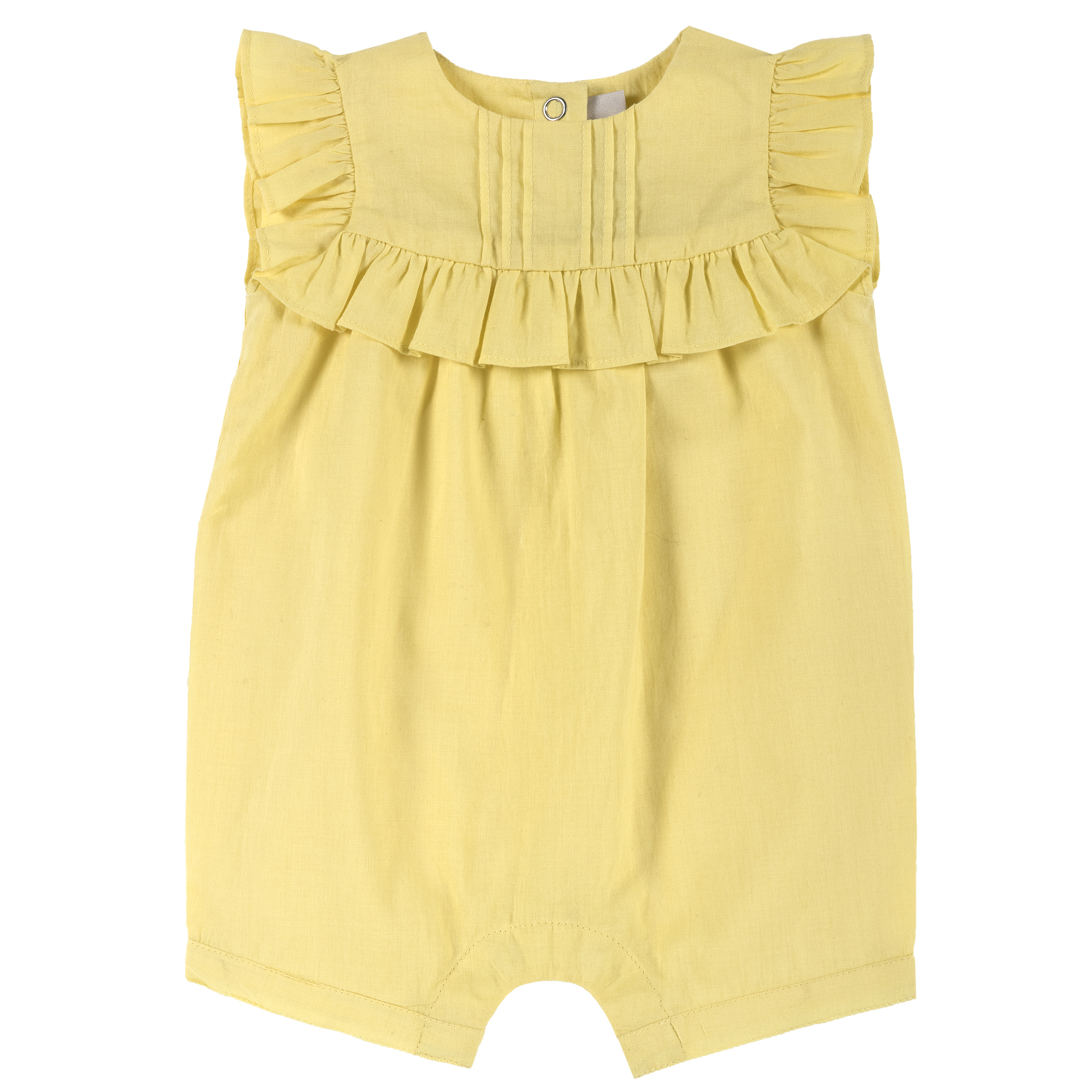 Salopeta fetite Chicco, muselina cu volan si pantalon, galben, 57130 Salopeta fetite Chicco, muselina cu volan si pantalon, galben, 57130