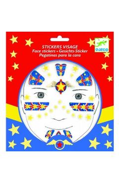 Stickers visage. Abtibilduri repozitionabile pentru fata - Supererou Stickers visage. Abtibilduri repozitionabile pentru fata - Supererou
