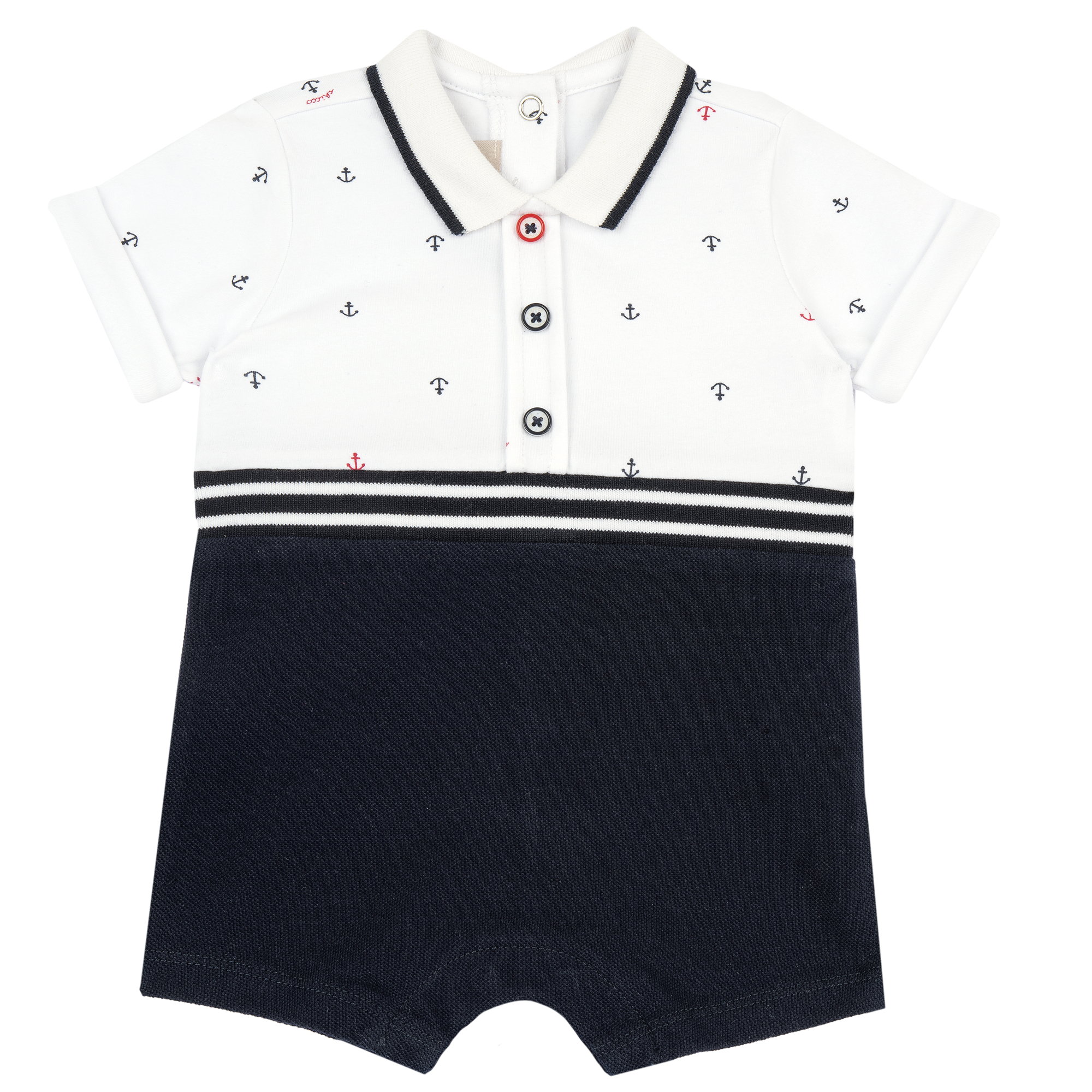 Salopeta bebe Chicco, pantaloni scurti, Alb Cu Bleumarin, 51321-66MFCI Salopeta bebe Chicco, pantaloni scurti, Alb Cu Bleumarin, 51321-66MFCI
