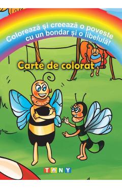Coloreaza si creeaza o poveste cu un bondar si o libelula! Carte de colorat Coloreaza si creeaza o poveste cu un bondar si o libelula! Carte de colorat