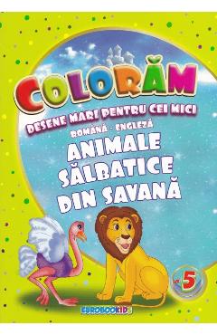 Coloram desene mari pentru cei mici: Animale salbatice din Savana Coloram desene mari pentru cei mici: Animale salbatice din Savana