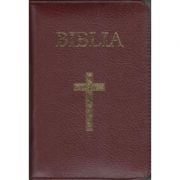 Biblia medie, 063, coperta piele, grena, cu cruce, margini aurii, repertoar, fermoar Biblia medie, 063, coperta piele, grena, cu cruce, margini aurii, repertoar, fermoar