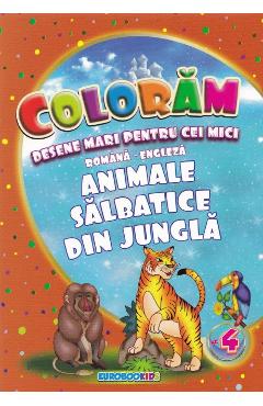 Coloram desene mari pentru cei mici: Animale salbatice din jungla Coloram desene mari pentru cei mici: Animale salbatice din jungla
