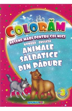 Coloram desene mari pentru cei mici: Animale salbatice din padure Coloram desene mari pentru cei mici: Animale salbatice din padure
