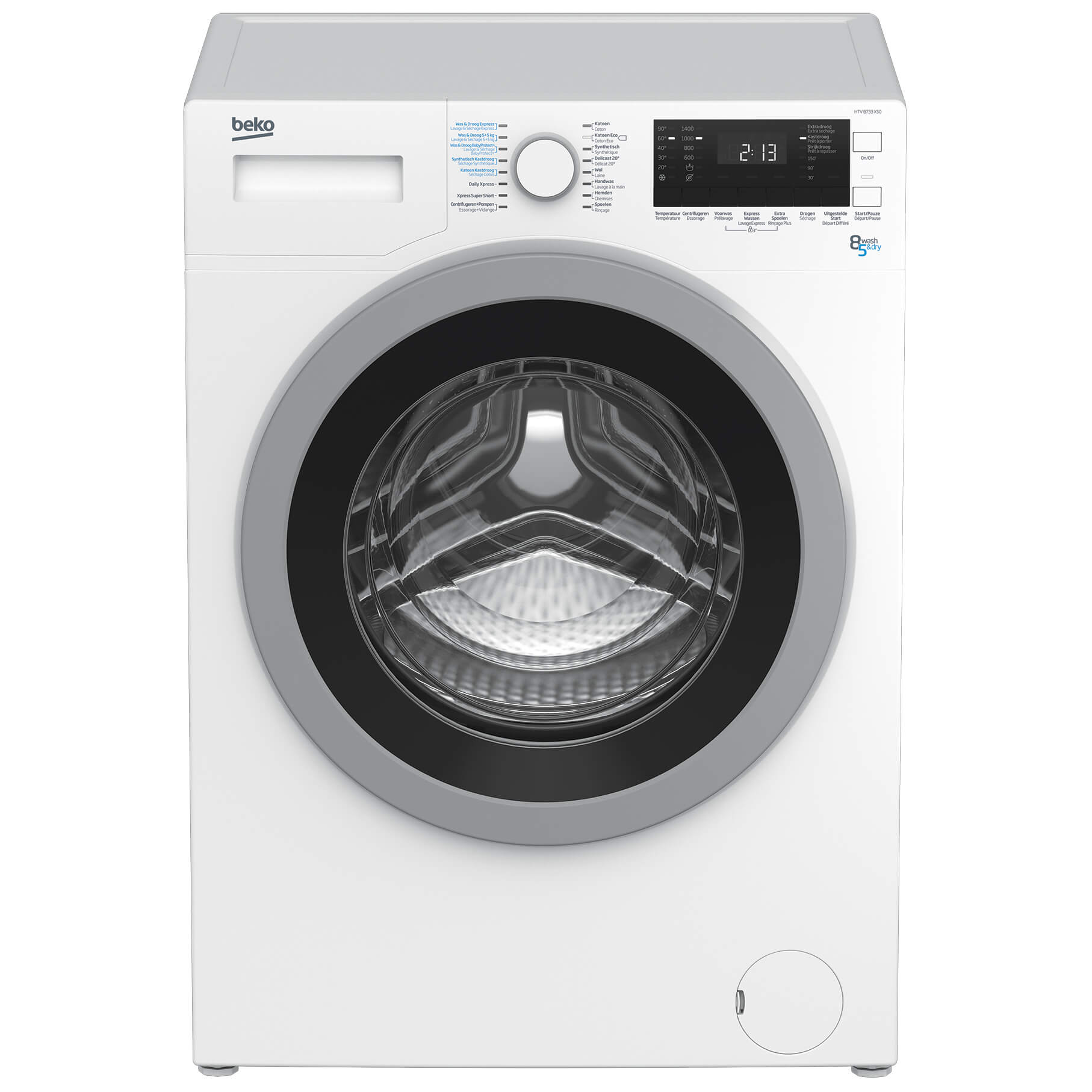 Masina de spalat rufe cu uscator Beko HTV 8733 XS0, Spalare 8 kg, Uscare 5 kg, 1400 rpm, Clasa A Masina de spalat rufe cu uscator Beko HTV 8733 XS0, Spalare 8 kg, Uscare 5 kg, 1400 rpm, Clasa A