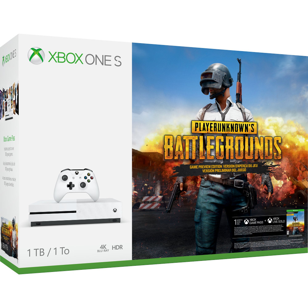Consola Microsoft Xbox One S, 1 TB, Alb + Joc PlayerUnknown`s Battlegrounds Consola Microsoft Xbox One S, 1 TB, Alb + Joc PlayerUnknown`s Battlegrounds
