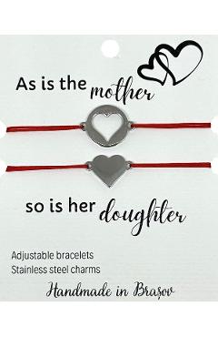 Set bratari: As is the mother, so is her doughter - Inimioare argintii Set bratari: As is the mother, so is her doughter - Inimioare argintii