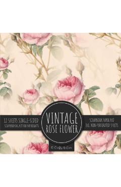 Vintage Rose Flower Scrapbook Paper Pad: Ephemera Botanical 8x8 Decorative Paper Design Scrapbooking Kit for Cardmaking, DIY Crafts, Creative Projects - Crafty As Ever