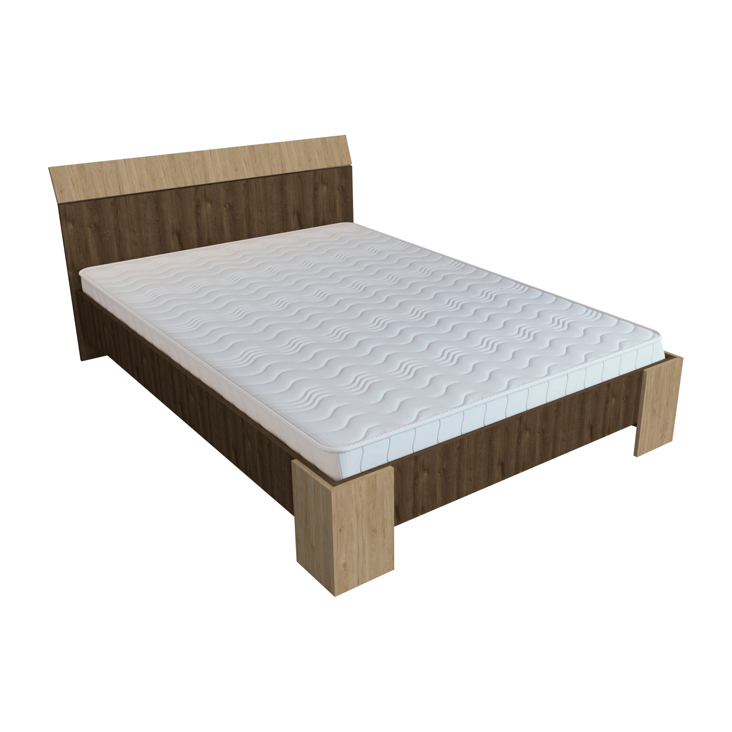 Pat Pedro, 200 x 140 cm, saltea spuma inclusa, Stejar Bronz/Lemn Natural Pat Pedro, 200 x 140 cm, saltea spuma inclusa, Stejar Bronz/Lemn Natural