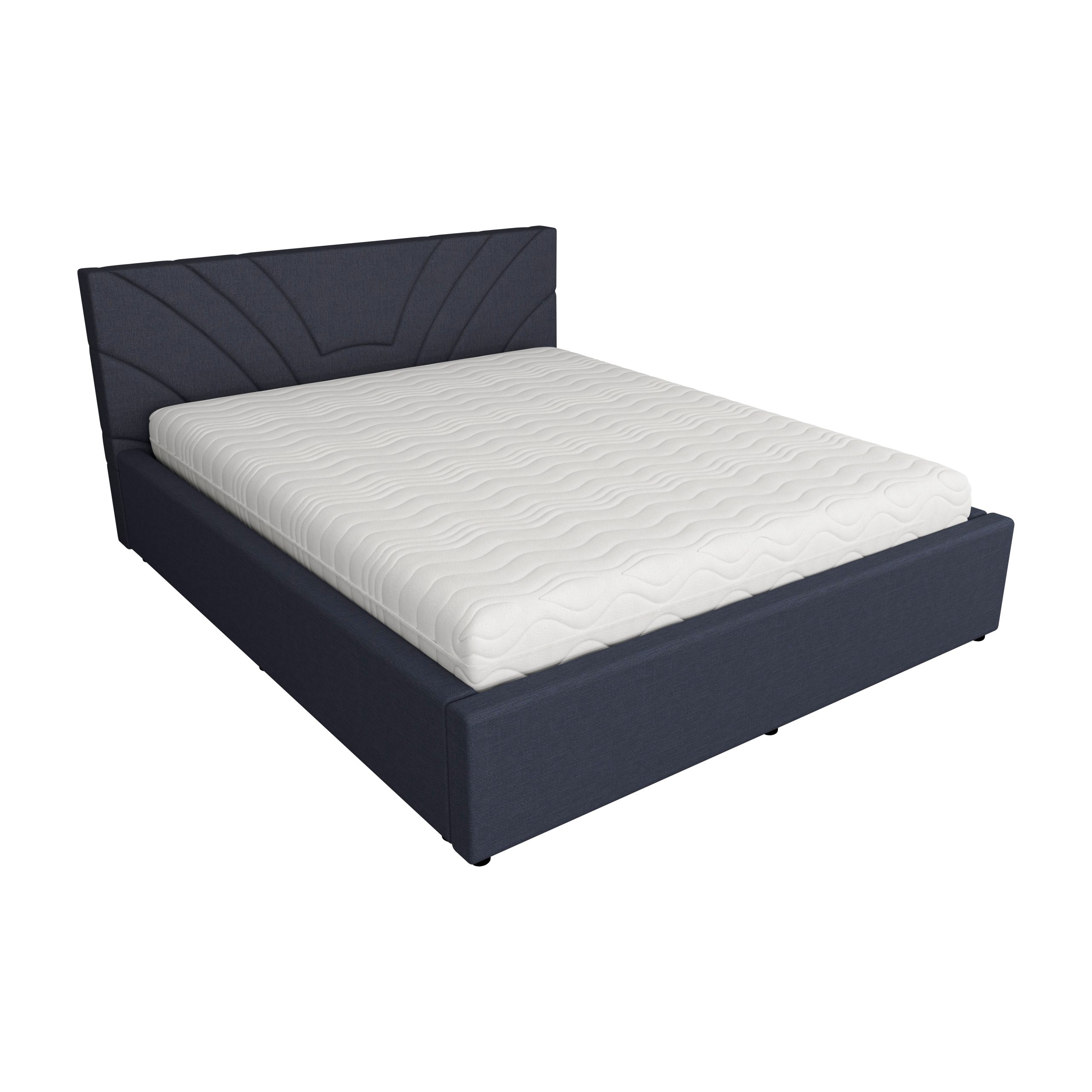 Pat Tapitat Fargo, 200 x 160 cm, saltea memory inclusa, Bleumarin Pat Tapitat Fargo, 200 x 160 cm, saltea memory inclusa, Bleumarin