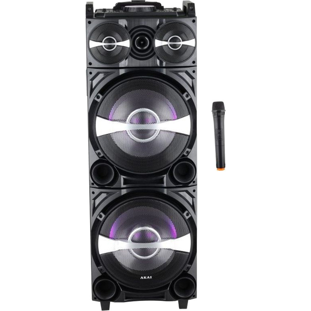 Boxa activa portabila Akai DJ-222, Bluetooth, Efect DJ, Baterie, Trolley Boxa activa portabila Akai DJ-222, Bluetooth, Efect DJ, Baterie, Trolley